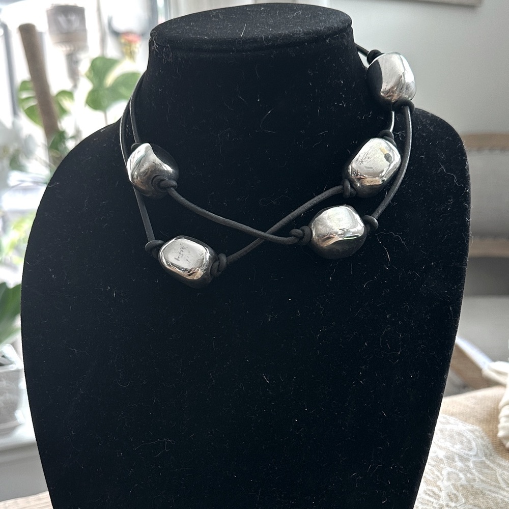 Simon Sebbag Sterling Silver bead statement necklace